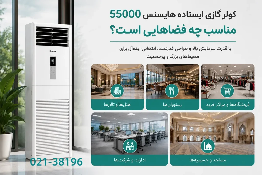 کولر گازی ایستاده هایسنس 55000 مناسب چه فضاهایی است؟